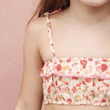 bikini floral - imprimé indien - rouge - maillot de bain - piscine - plage - fille - bohème