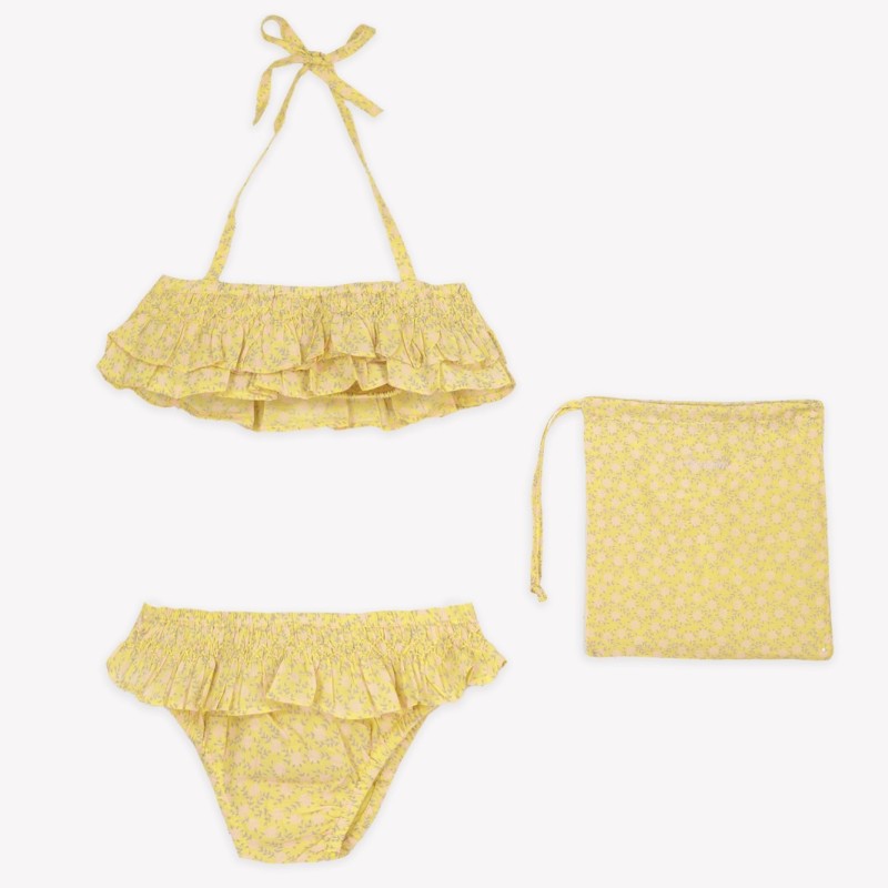 Floral Bikini - Flower Print - Yellow - Swimsuit - Pool - Beach - Girl - Bohemian