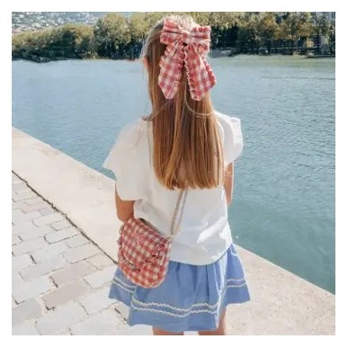 Barrette vichy rose grenadine