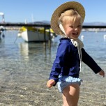 - Top swimwear - anti-uv - ruffle collar - blue navy - les petits dorés - NANTES