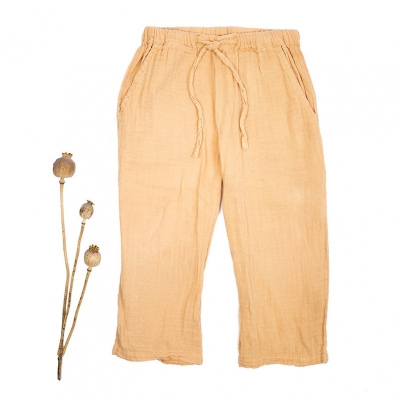Pantalon gaz de coton ocre
